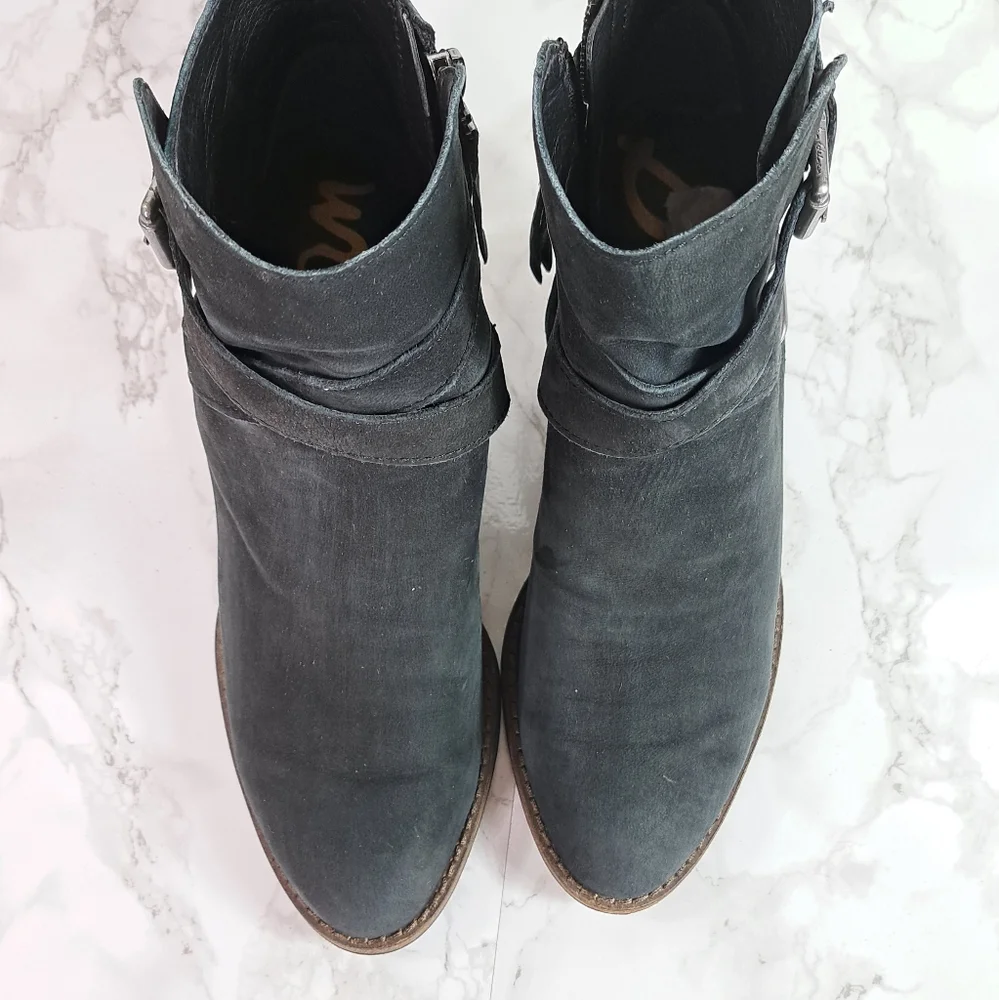 Sam Edelman Merton Black Suede Leather Zip Ankle Booties Size 7.5 - Picture 13 of 13